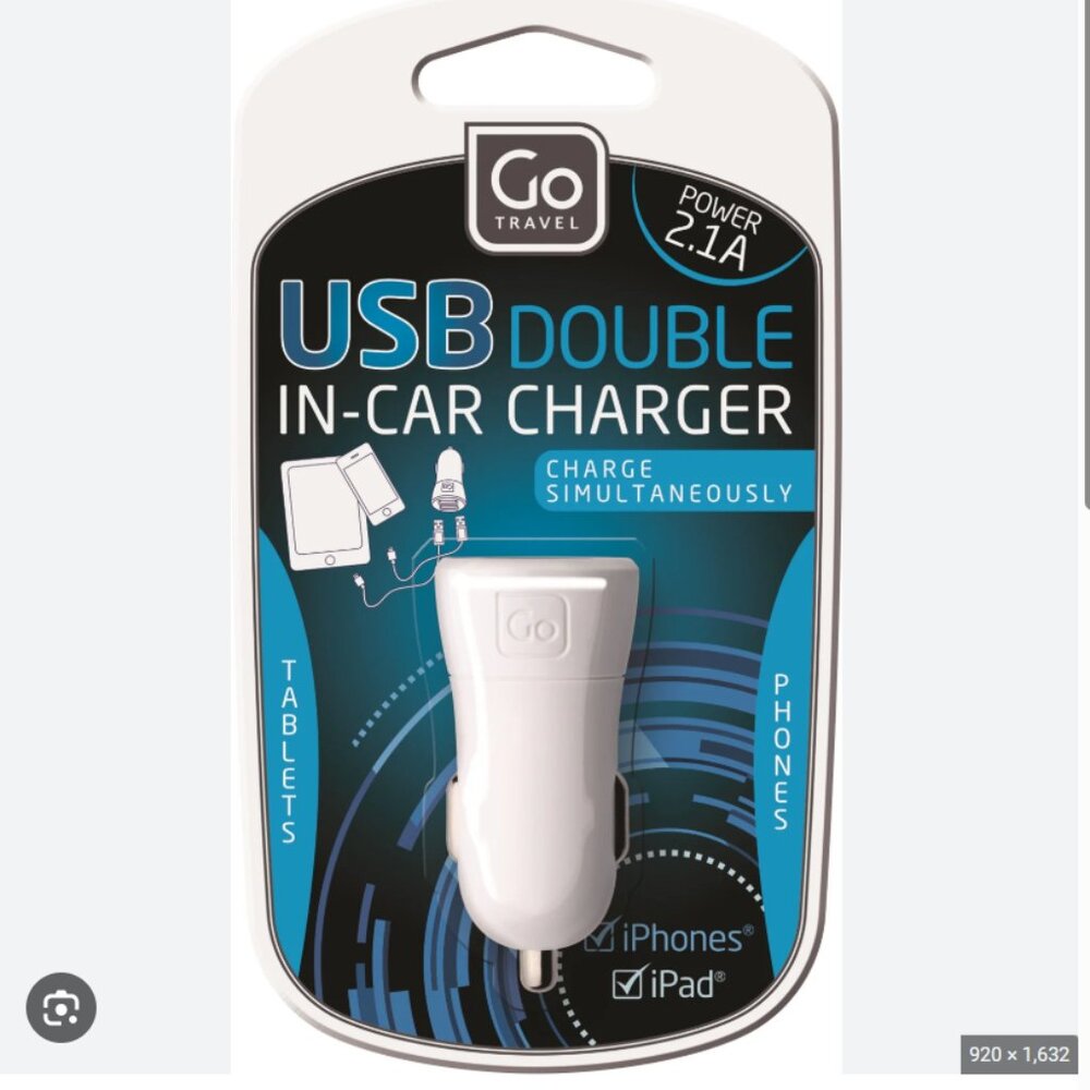 NEW Go Travel USB Double In-Car Charger Power 2.1A Charge Simultaneously